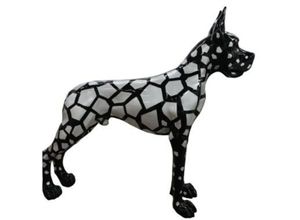 Casa Padrino Skulptur Designer Dekofigur Hund Deutsche Dogge Schwarz / Silber 125 x H. 110 cm