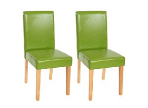 2er-Set Esszimmerstuhl Stuhl Küchenstuhl Littau ~ Kunstleder, grün, helle Beine