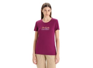 Icebreaker Merino Tech Lite II Short Sleeve T-Shirt Mountain Geology - Woman - Go Berry - Size L
