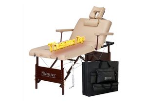 Master Massage Massageliege 71cm Del Ray Salon Mobile Massagetisch mit Rückenlehne und Therma-Top