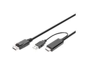 Digitus DisplayPort / HDMI Anschlusskabel DisplayPort Stecker, HDMI-A Stecker 2 m Schwarz AK-330111-020-S vergoldete Steckkontakte HDMI-Kabel