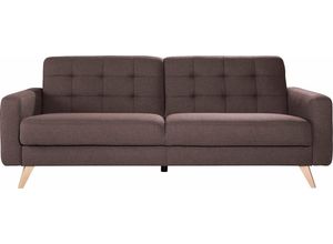 exxpo - sofa fashion 3-Sitzer Nappa, mit Bettfunktion und Bettkasten, braun