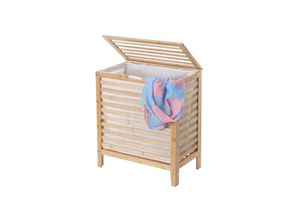 Wäschekorb MCW-B92, Laundry Wäschetruhe Wäschebox Wäschesammler Wäschebehälter Wäschetonne, Bambus 61x51x31cm 65l