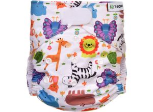 T-TOMI Pant Diaper AIO Changing Set Velcro washable nappy pants with insert with velcro ZOO 4 -15 kg 3 pc