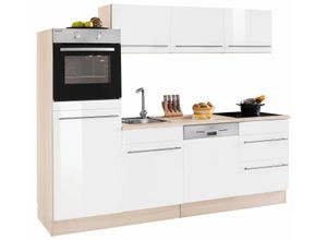 OPTIFIT Küche Bern, Breite 240 cm, mit E-Geräten, Stärke der Arbeitsplatte wählbar, weiß