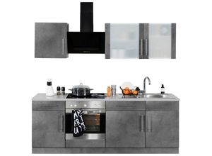 wiho Küchen Küchenzeile Cali, mit E-Geräten, Breite 220 cm, grau