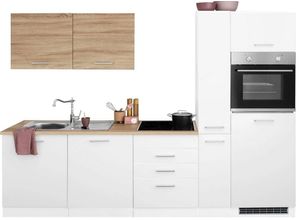 HELD MÖBEL Küchenzeile Visby, ohne E-Geräte, Breite 270 cm für Kühlschrank, weiß
