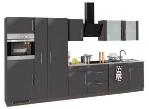 wiho Küchen Küchenzeile Cali, mit E-Geräten, Breite 360 cm, grau