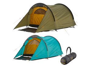 GRAND CANYON Tunelzelt Robson 2 Personen Zelt Familien Camping Leicht Vorraum Farbe: Blue Grass