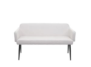 Sitzbank MCW-L13, Esszimmerbank Bank Polsterbank Garderobenbank Rückenlehne Armlehne Stoff/Textil 133cm ~ creme-weiß