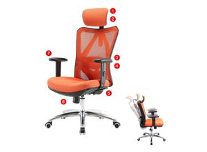 Bürostuhl MCW-J86, Schreibtischstuhl, ergonomisch, verstellbare Lordosenstütze 150kg belastbar ~ ohne Fußstütze, orange