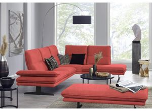 W.SCHILLIG Ecksofa broadway, Sitztiefenverstellung, Kopfteil- & Seitenteilverstellung, Breite 284cm, orange|rot