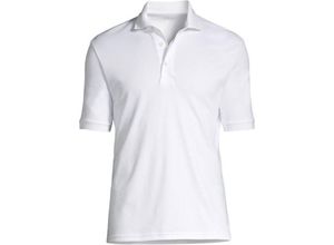 Supima Kurzarm-Polo, Classic Fit, Herren,  Weiß, Baumwolle, by Lands' End