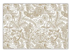 Platzset, AVA, Tischsets aus Papier 43x30cm Ornament Muster 50 Stück Weiß / Gold