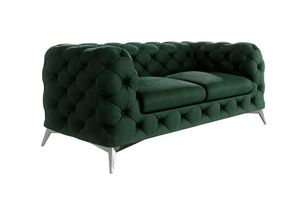 S-Style Möbel 2-Sitzer Chesterfield Sofa Kalina mit Silber Metall Füßen