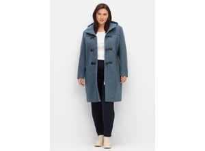 sheego Dufflecoat mit Wollanteil und Kapuze, taubenblau, Gr.50