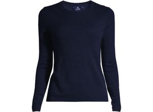 Kaschmir-Pullover mit rundem Ausschnitt, Damen,  Blau, Kaschmir, by Lands' End