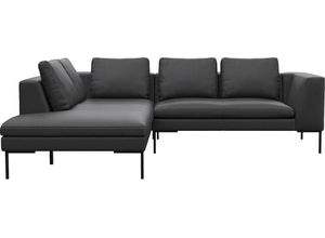FLEXLUX Ecksofa Loano, modernes Sofa, frei im Raum stellbar, lose Kissen, Kaltschaum im Sitz, schwarz