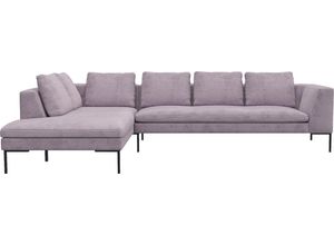FLEXLUX Ecksofa Loano, modernes Sofa, frei im Raum stellbar, lose Kissen, Kaltschaum im Sitz, lila