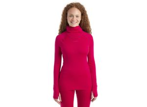 Icebreaker 300 MerinoFine™ Long Sleeve Roll Neck Thermal Top - Woman - Electron Pink - Size L