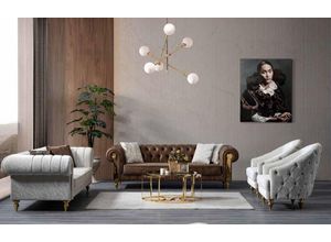JVmoebel Chesterfield-Sofa Moderner Weißer Chesterfield Zweisitzer Luxus Wohnzimmer Couchen