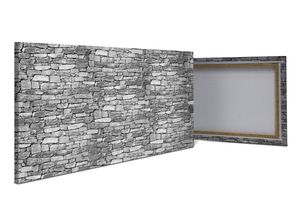 wandmotiv24 Leinwandbild Natursteinmauer Grau
