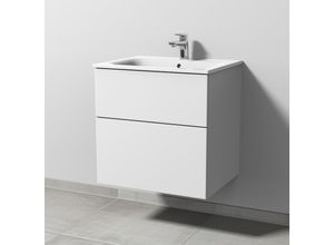 Sanipa 3way Waschtischunterbau zu Geberit Renova Plan Slim Waschtisch mit 2 Auszügen, Weiß-Soft SM68643