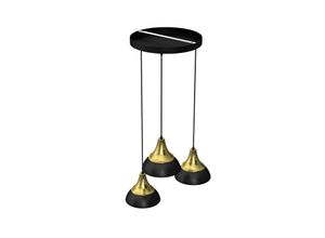 Luminex Pendant light Maro black/brass 3-bulb round