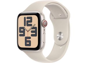 Apple Watch SE GPS Aluminium 44 mm + Cellular M/L Smartwatch (4,4 cm/1,73 Zoll, Watch OS 10), Sport Band, beige