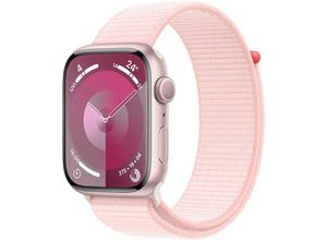 Apple Watch Series 9 GPS Aluminium 45mm Smartwatch (4,5 cm/1,77 Zoll, Watch OS 10), Sport Loop, rosa