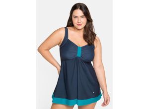 sheego Tankini-Oberteil mit Kontrastdetails, in Longform, nachtblau, Gr.58D