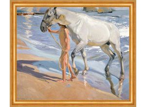 Kunstdruck The Horses Bath Sorolla y Bastida Tiere Pferde Strand Meer B A3 00021