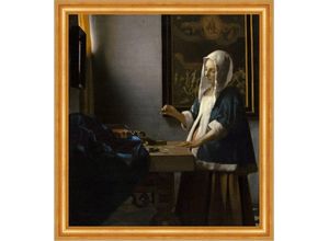 Kunstdruck Woman Holding a Balance Jan Vermeer Waage Gewichte Schmuck B A3 02464