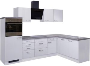 Flex-Well Küchenzeile Kopenhagen, wahlweise mit E-Geräten, Gesamtbreite 280 x 170 cm, grau|weiß
