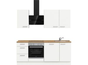 nobilia® elements Küchenzeile "elements premium", vormontiert, Ausrichtung wählbar, Breite 210 cm, mit E-Geräten, weiß