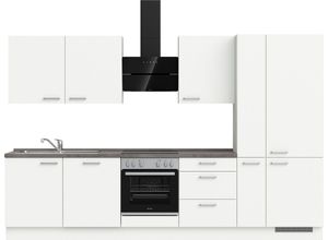 nobilia® elements Küchenzeile "elements premium", vormontiert, Ausrichtung wählbar, Breite 330 cm, mit E-Geräten, grau|weiß