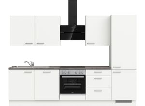 nobilia® elements Küchenzeile "elements premium", vormontiert, Ausrichtung wählbar, Breite 300 cm, mit E-Geräten, grau|weiß