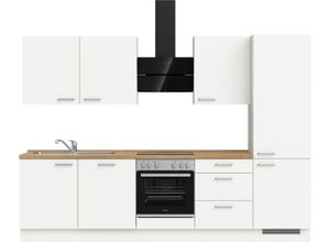 nobilia® elements Küchenzeile "elements premium", vormontiert, Ausrichtung wählbar, Breite 300 cm, mit E-Geräten, weiß