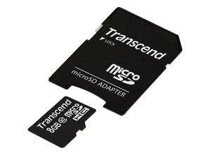 Transcend microSDHC Karte 8GB Class 10 mit SD-Adapter Speicherkarte (inkl. SD-Adapter)