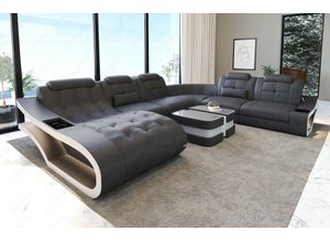 Sofa Dreams Wohnlandschaft Leder Sofa Elegante XXL Form Ledersofa Couch