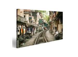 islandburner Leinwandbild Bild auf Leinwand Lokale Häuser In Der Nähe Der Aktiven Bahn In Hanoi