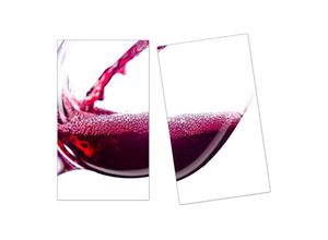 Primedeco Herd-Abdeckplatte Herdabdeckplatte Spritzschutz aus Glas Rotwein in Glas eingeschenkt