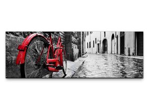 möbel-direkt.de Leinwandbild Bilder XXL Rotes altes Fahrrad Wandbild auf Leinwand