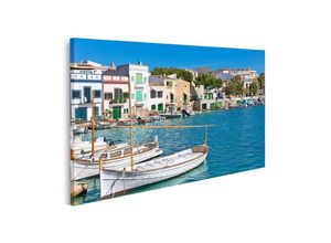 islandburner Leinwandbild Bild auf Leinwand Mallorca Porto Colom Felanitx Hafen Mallorca Baleari