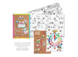 LK Trend & Style Lernspielzeug Lern- & Ausmalspaß Heft (mit 40 Stickern und einer bunten Lernuhr