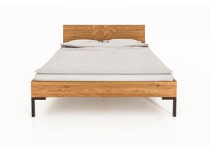 Natur24 Bett Bett Seiba 2 Kernbuche massiv 200x200 mit Holzkopfteil