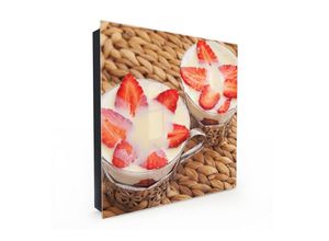 Primedeco Schlüsselkasten Magnetpinnwand und Memoboard mit Glasfront Motiv Erdbeeren in Creme (1 St)