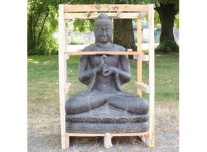 Oriental Galerie Dekofigur XXL Buddha Figur Gartenfigur aus Lavastein Sitzend 150 cm Chakra (1 St)
