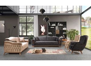 JVmoebel 3-Sitzer Sofa Luxus Textil Chesterfield Couch Polster 3Sitzer Couchen Stoff Neu