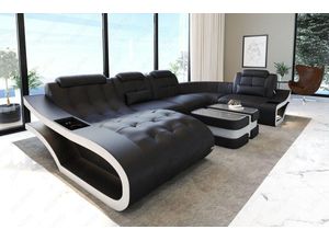 Sofa Dreams Wohnlandschaft Ledersofa Leder Couch Elegante U-Form Ledercouch